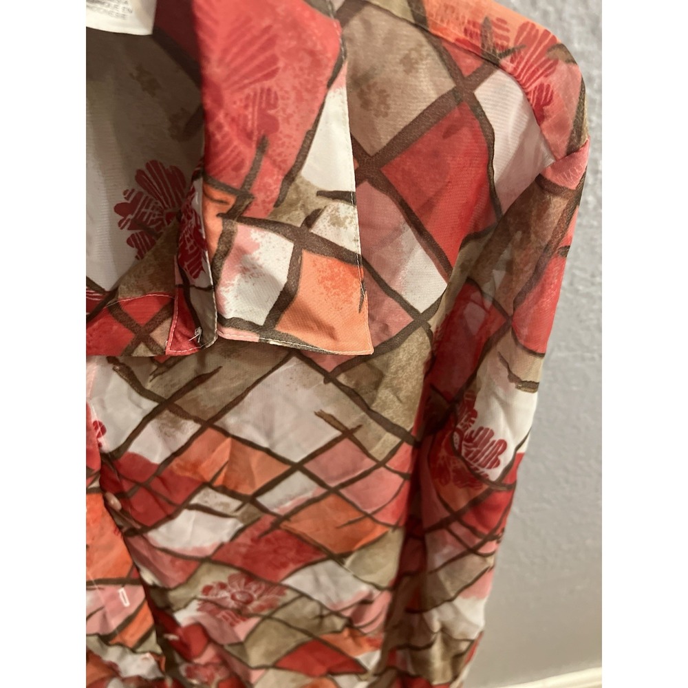 Alfred Dunner Button Up Top Womans Size 16‎  Long Sleeve Reddish Plaid - Picture 3 of 6